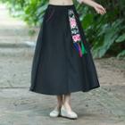 Tasseled Applique A-line Maxi Skirt
