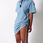 Short-sleeve Drawstring Mini Bodycon Polo Dress