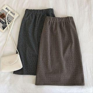 Plaid High-waist Acrylic Skirt