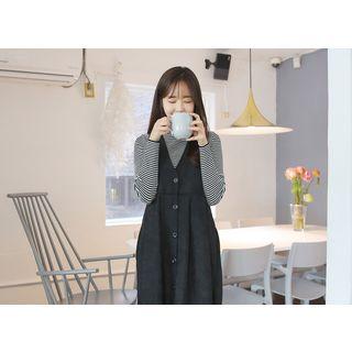 Button-front Pinafore Dress