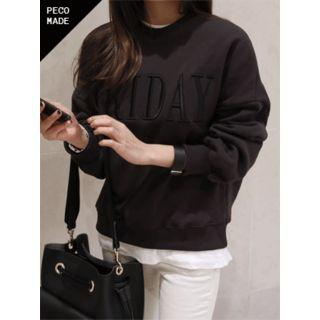 Lettering-embroidered Fleece-lined Sweatshirt