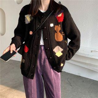 Pattern Jacquard Oversize Cardigan