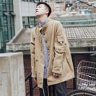 Stand Collar Pocketed Button Jacket