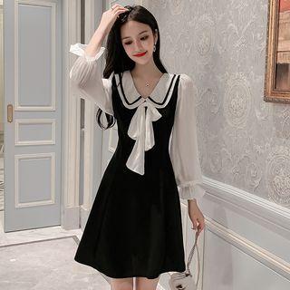 Mock Two-piece Peter Pan-collar Dress