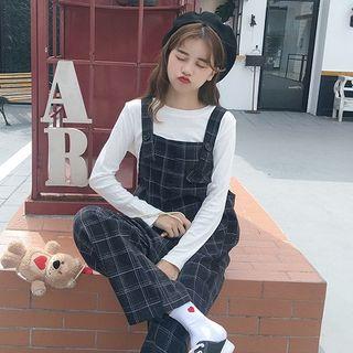 Checked Cropped Jumper Pants / Jumper Dress