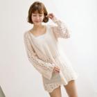 Perforated Long-sleeve Sweater