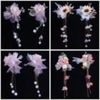 Wedding Fabric Flower Fringed Earring