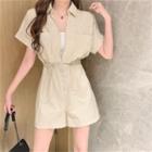 V-neck Plain Jumpsuit
