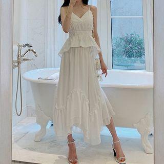 Ruffle Hem Camisole Top / A-line Midi Skirt