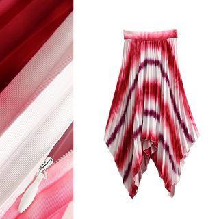 Print Pleated Asymmetrical Skirt