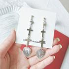 Heart & Cross Dangle Earring / Clip-on Earring