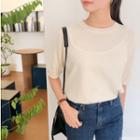 Pastel Color Short-sleeve Knit Top