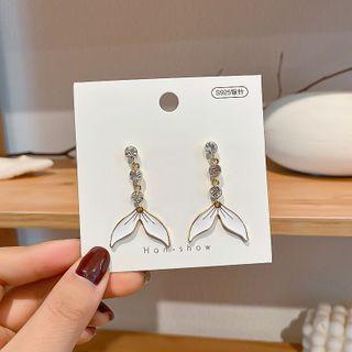 Mermaid Tail Rhinestone Dangle Earring 1 Pair - Gold - One Size