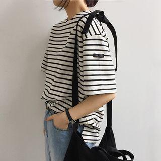 Loose-fit Striped Short-sleeve Long T-shirt