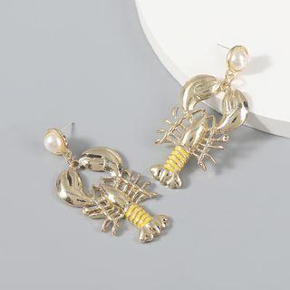 Faux Pearl Lobster Drop Earring