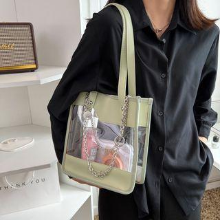 Lettering Pvc Panel Shoulder Bag