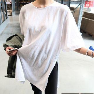 Elbow Sleeve Round Neck T-shirt