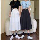 Plain Medium High-waist A-line Long Skirt