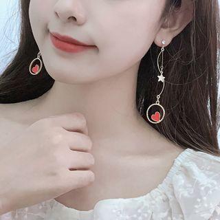 Rhinestone Star Heart Dangle Earring