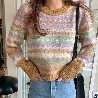 Patterned Alpaca Blend Sweater
