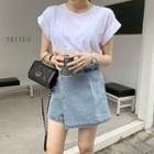 Roll-up Sleeve Basic T-shirt