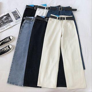 Belted Straight Leg Jeans