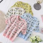 Round-neck Small Flower Knit Short-sleeve Top