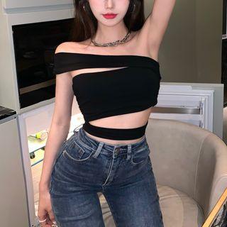 Sleeveless Plain Irregular Top