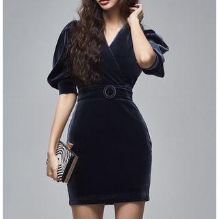 V-neck Velvet Mini Dress