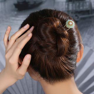 Circle Rhinestone Pearl Accent Hair Pin