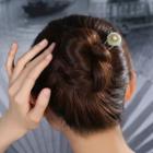 Circle Rhinestone Pearl Accent Hair Pin