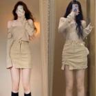 Mock Two Piece Knit Top / A-line Skirt