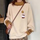 Oversize Faux Fur Embroidered Sweatshirt