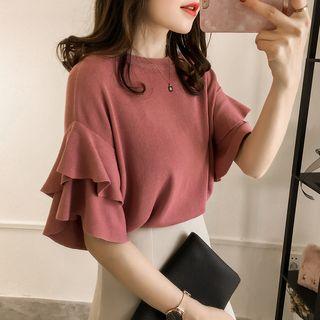 Tiered Short-sleeve Knit Top
