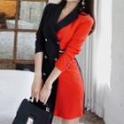 Color Block Double Breasted Blazer Dress