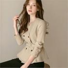 Double-breasted Peplum Blouse With Belt