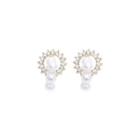 Rhinestone Faux Pearl Earring 01 - White - One Size