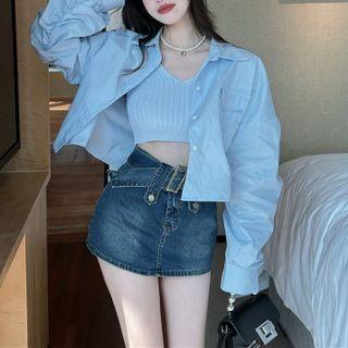Knit Cropped Camisole Top / Shirt
