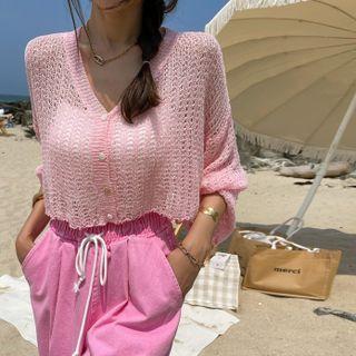 Open-knit Crop Cardigan