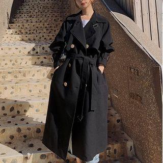 Double Breasted Tie-waist Trench Coat