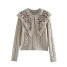 Floral Embroidered Collar Sweater