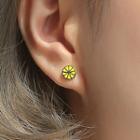925 Sterling Silver Daisy Earring 1 Pair - Yellow - One Size