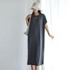 Plain Dolman-sleeve Long Dress