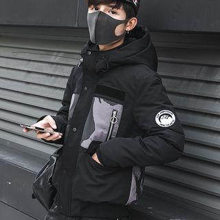 Hooded Camouflage Panel Puffer Jacket