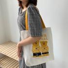 Contrast Strap Cartoon Bear Print Tote Bag White - One Size