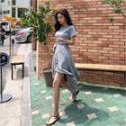 Band-waist Asymmetric-hem T-shirt Dress