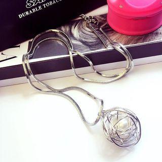Cutout Pompom-accent Necklace