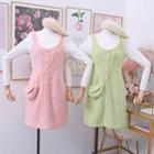 Set: Mock-neck Knit Top + Sleeveless Dress + Mini Crossbody Bag