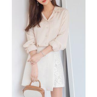 Plus Size Lace-panel Wrap Mini Skirt