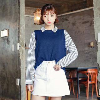 Round-neck Slit-back Vest